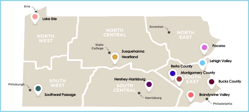 Pennsylvania Wine Trails Map.